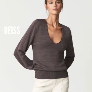 Reiss - Small - Contrast Trim Knitted Sweater in Purple